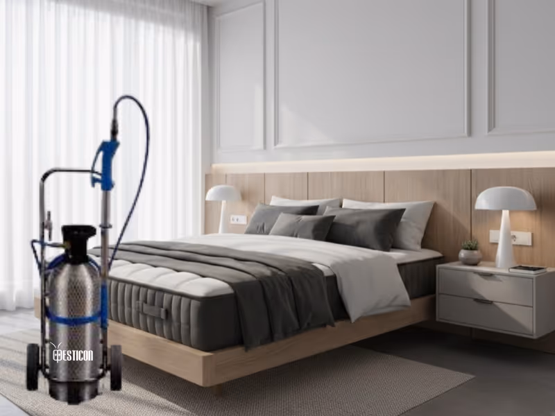 Cryonite bed bug treatment Vancouver — Pesticon technician using freezing method for bed bug removal